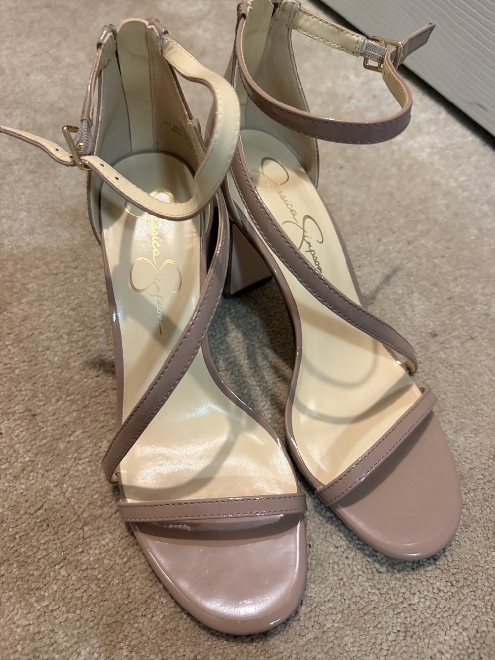 Jessica Simpson Nude Strappy Block Heel Sandals- Size 9